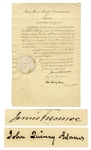 James Monroe Portuguese Diplomatic Appointment Signed as President -- Countersigned by John Quincy Adams as Secretary of State